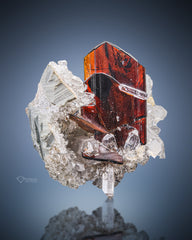 Terminated Red Brookite Crystal On Quartz from Pakistan