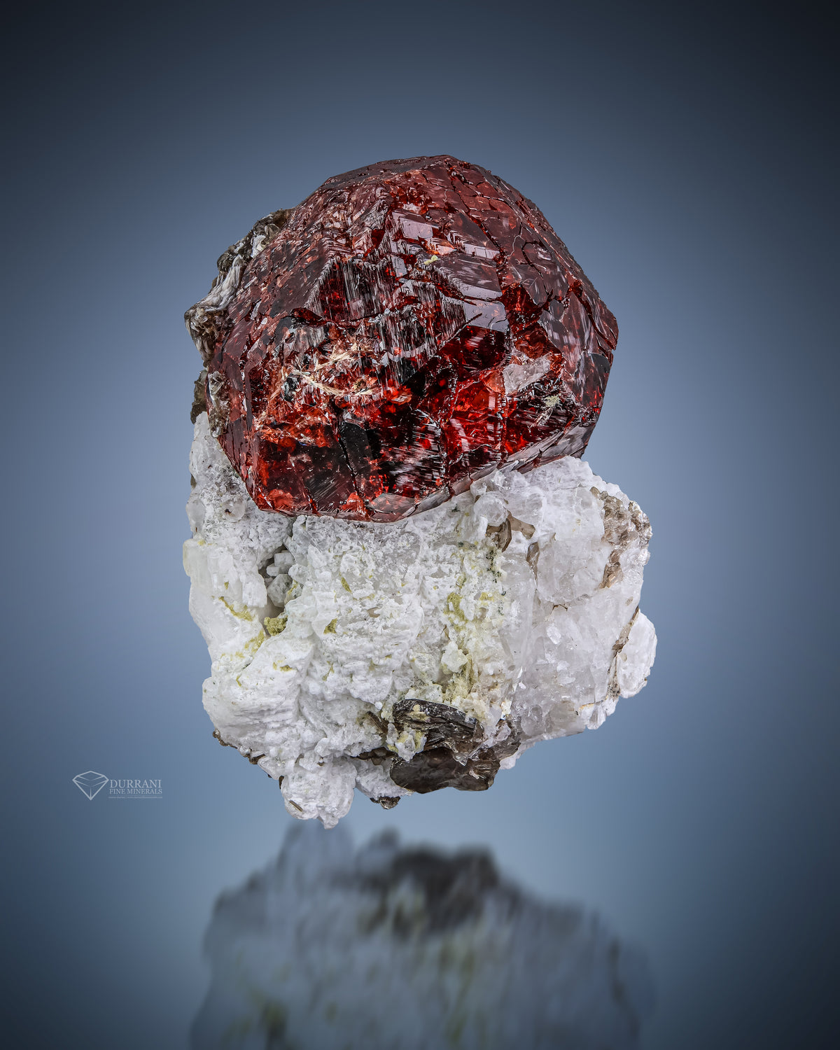 Spessertine Garnet Crystal Perched On Feldspar Matrix