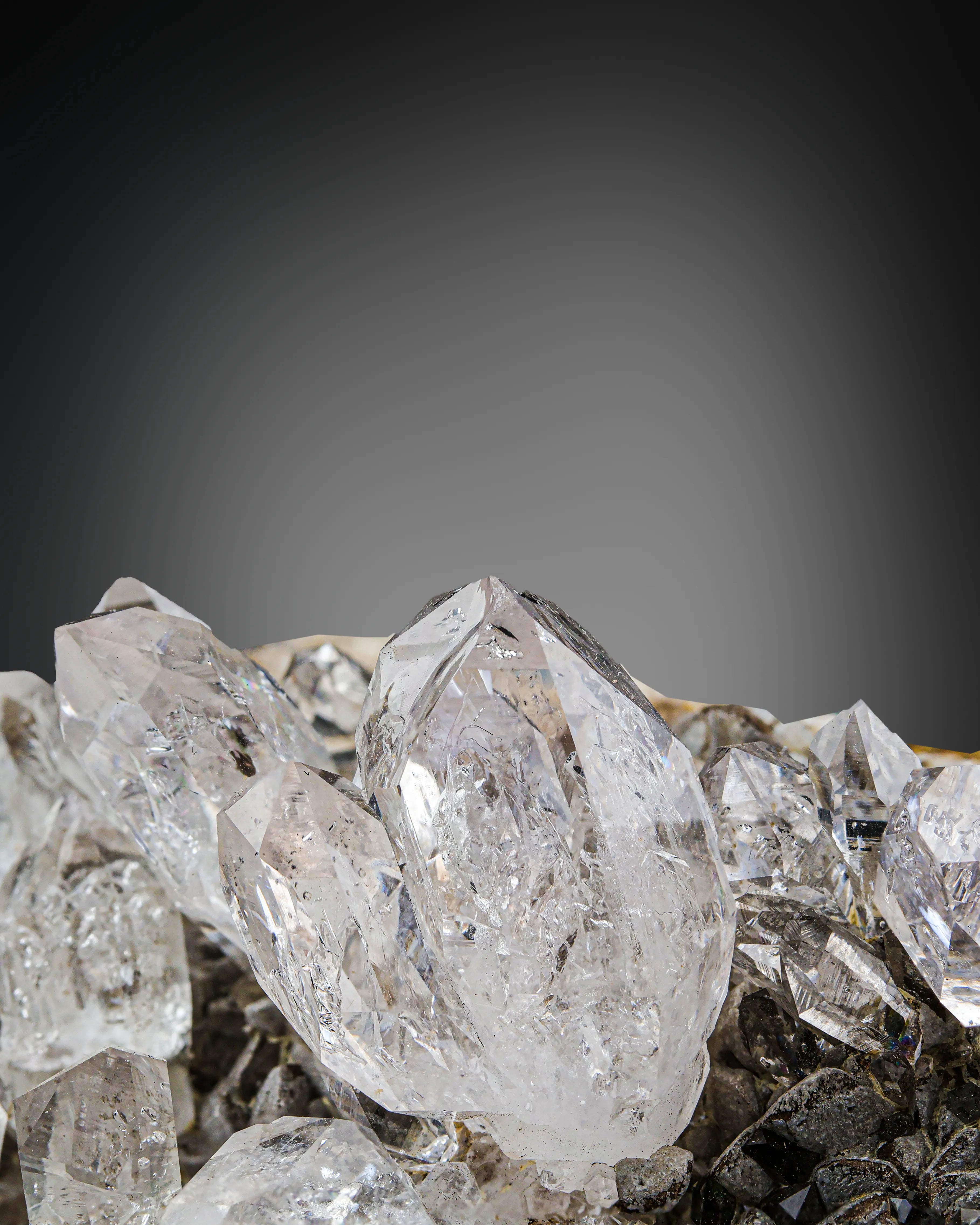 Fabulous Diamond Quartz Cluster Perched On Calcite Matrix