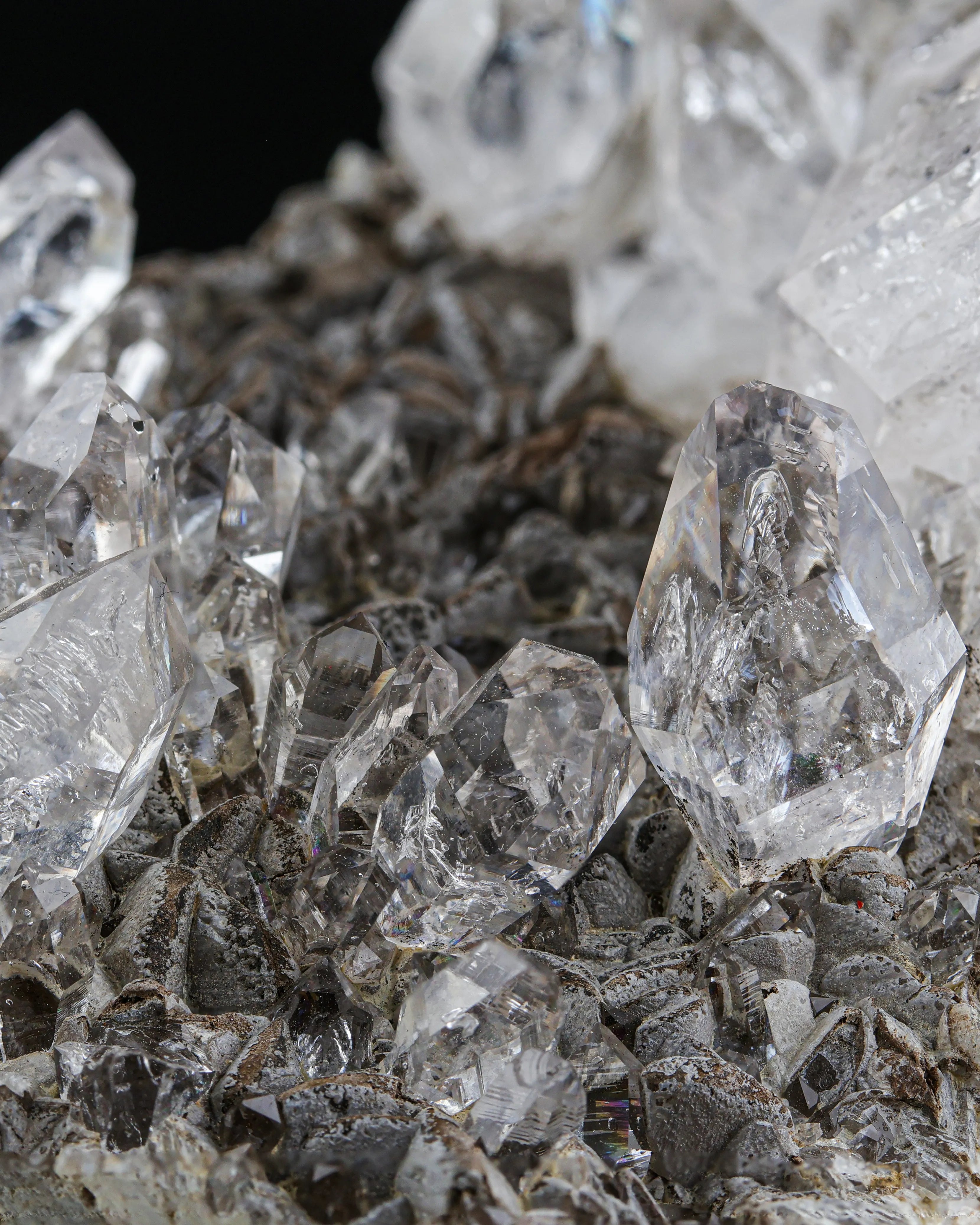 Fabulous Diamond Quartz Cluster Perched On Calcite Matrix