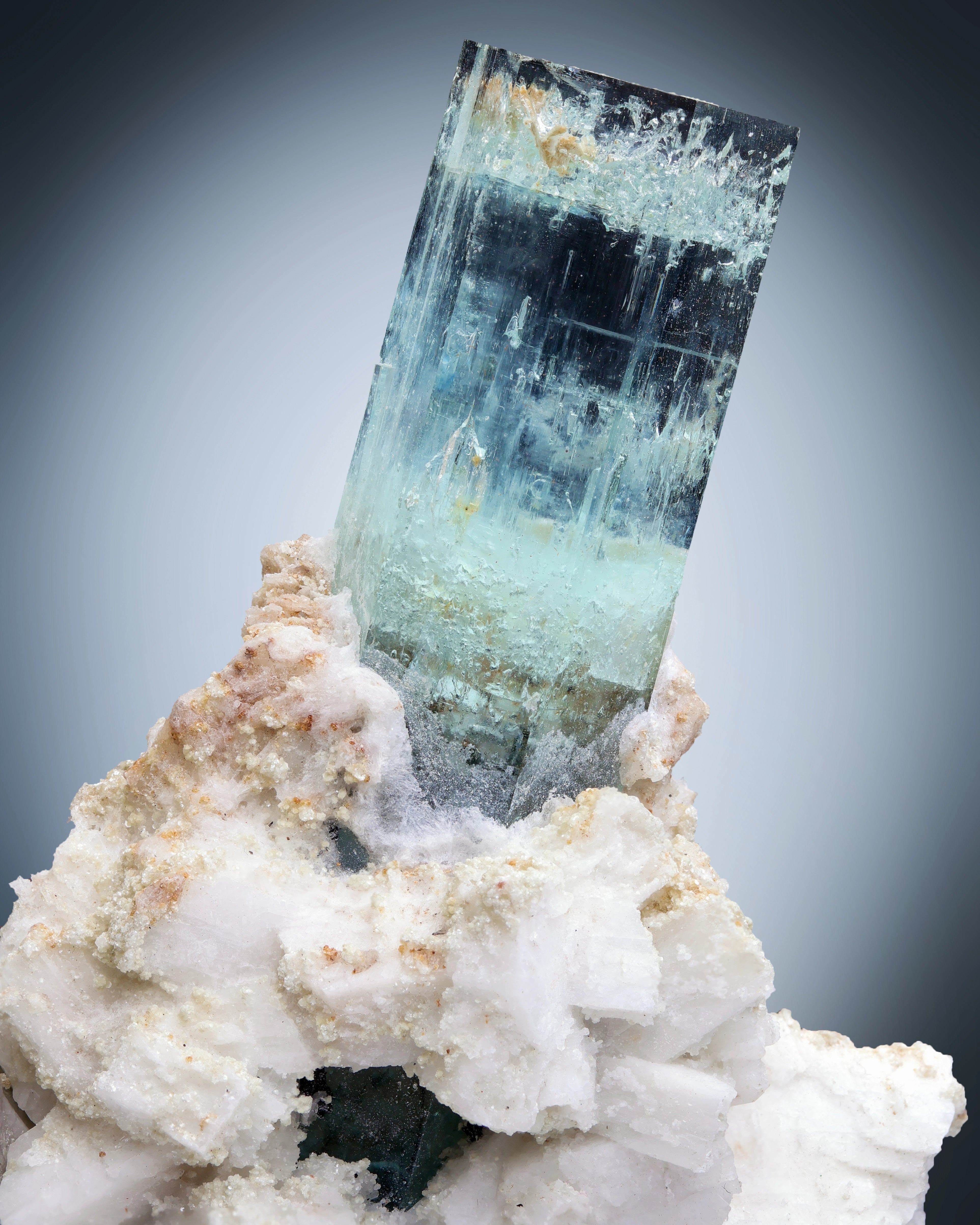 Interesting Combination of Aquamarine with Quartz, Feldspar, Garnet, and Schorl