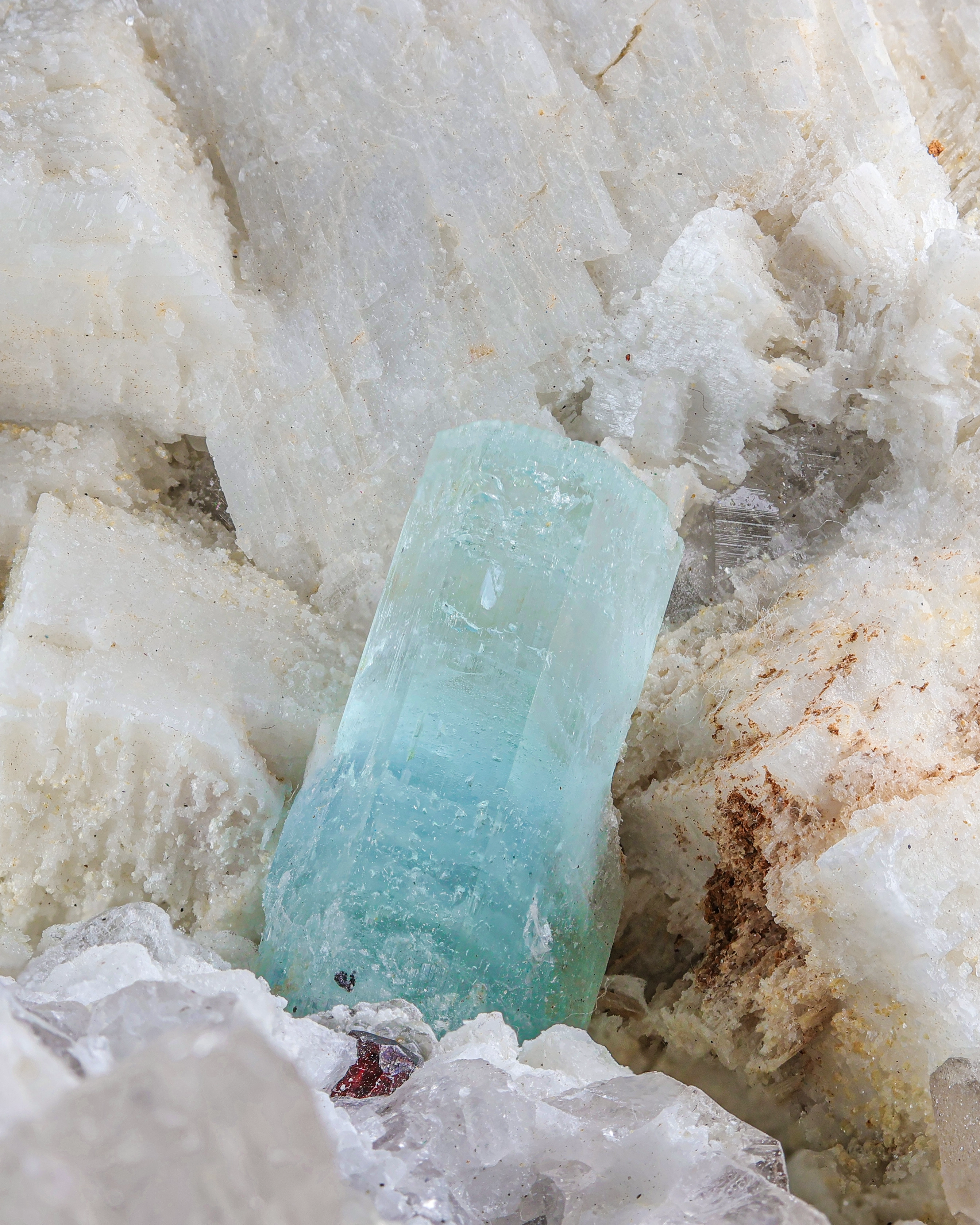 Interesting Combination of Aquamarine with Quartz, Feldspar, Garnet, and Schorl