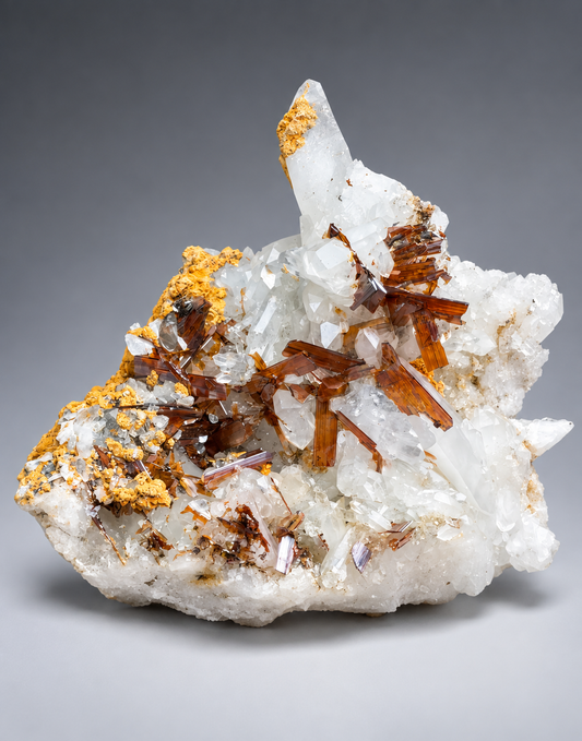 Brookite cluster on Quartz .