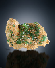 Gorgeous Green  Garnet Bunch On Matrix