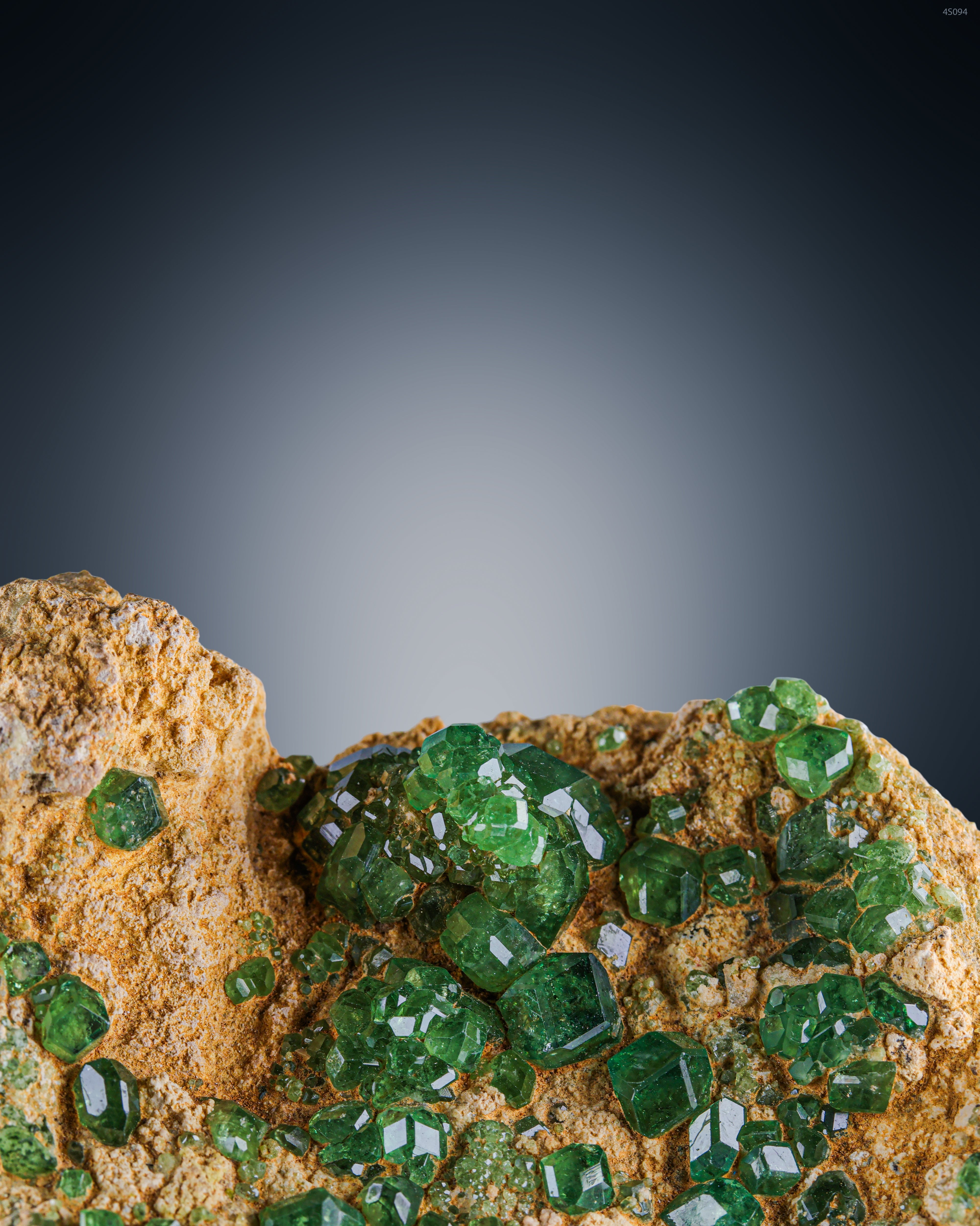 Gorgeous Green  Garnet Bunch On Matrix