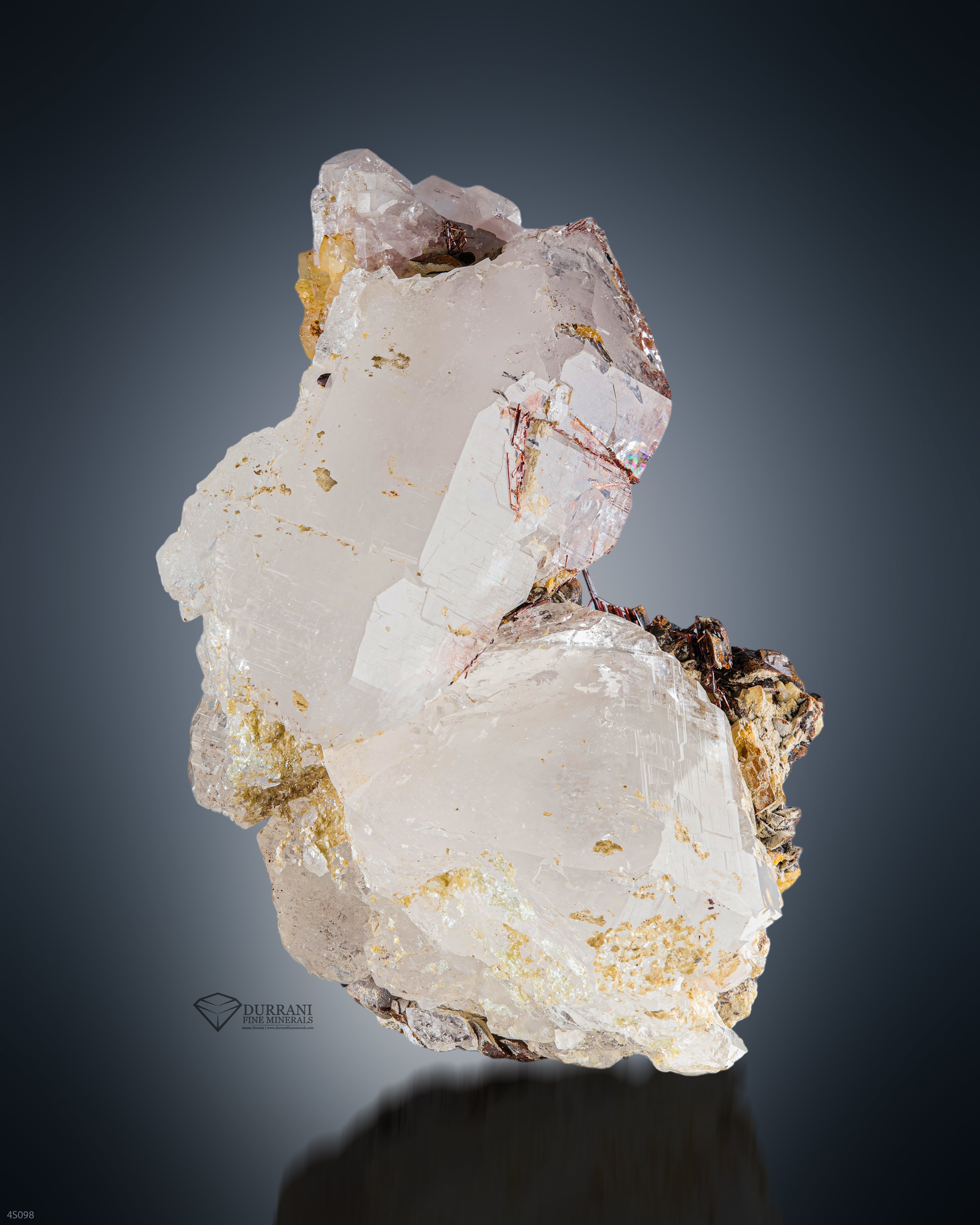 Sagenite Rutile Crystals On Quartz With Apatite And Siderite