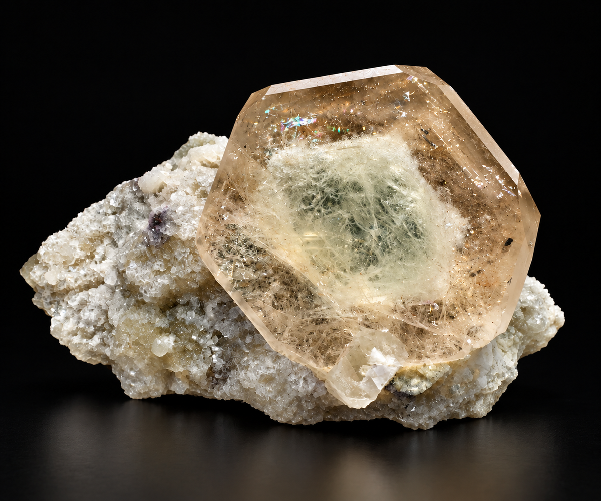 Morganite on matrix .