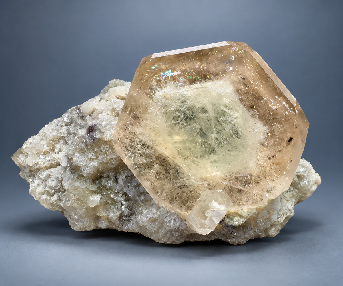 Morganite on matrix .