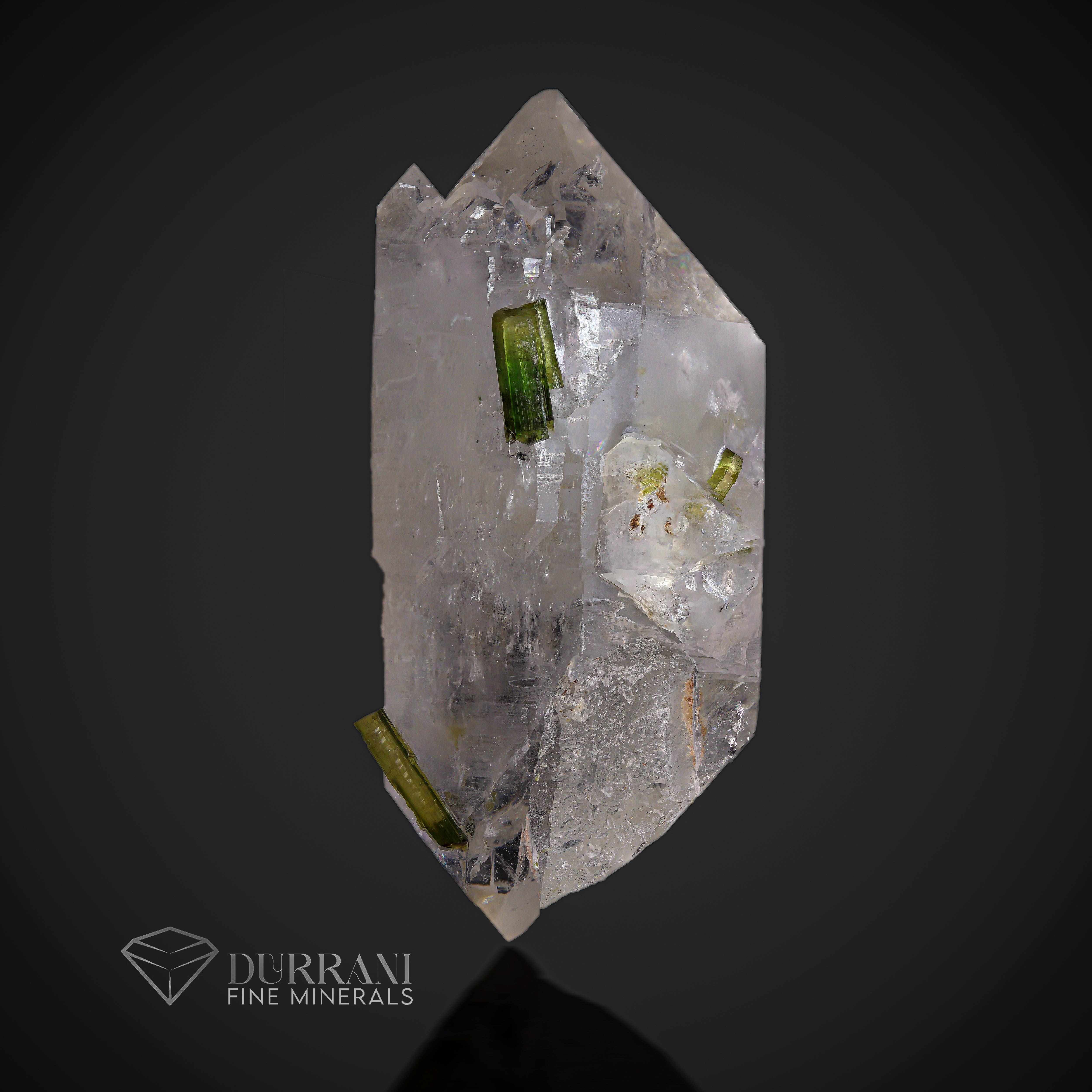 Quartz crystal with green Tourmaline