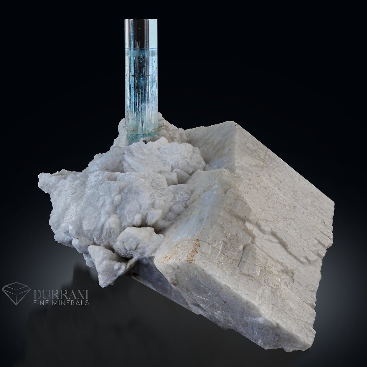 Aquamarine Crystal on Feldspar from Shigar, Skardu, Pakistan.