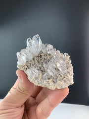 Incredible Diamond Quartz cluster perched on Calcite matrix