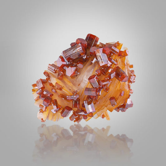 Natural Vanadinite Crystals on Bladed Barite Matrix (28g) - Mibladen, Morocco