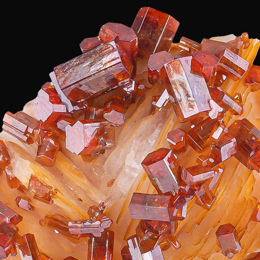 Natural Vanadinite Crystals on Bladed Barite Matrix (28g) - Mibladen, Morocco