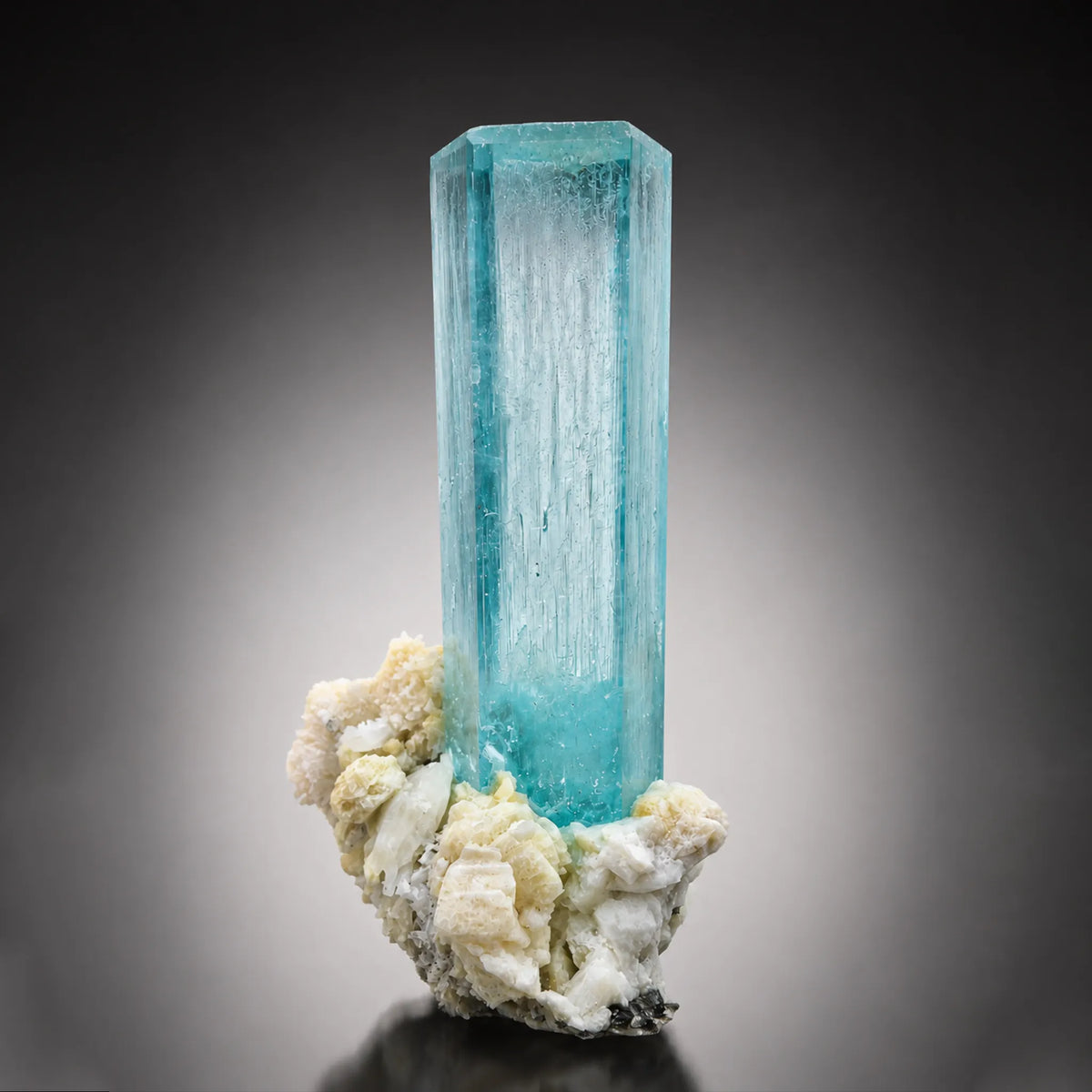 Natural Blue Aquamarine Crystal on Feldspar Matrix (620g) - Shigar Valley, Skardu, Pakistan