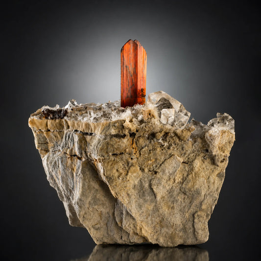 Natural Brookite on Quartz Matrix (256g) - Kharan, Balochistan, Pakistan