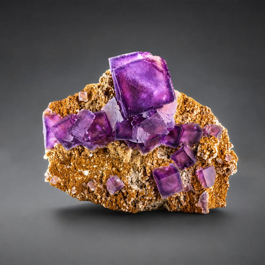 Natural Purple Cubic Fluorite Crystals on Matrix (1560g) - Loralai, Balochistan, Pakistan
