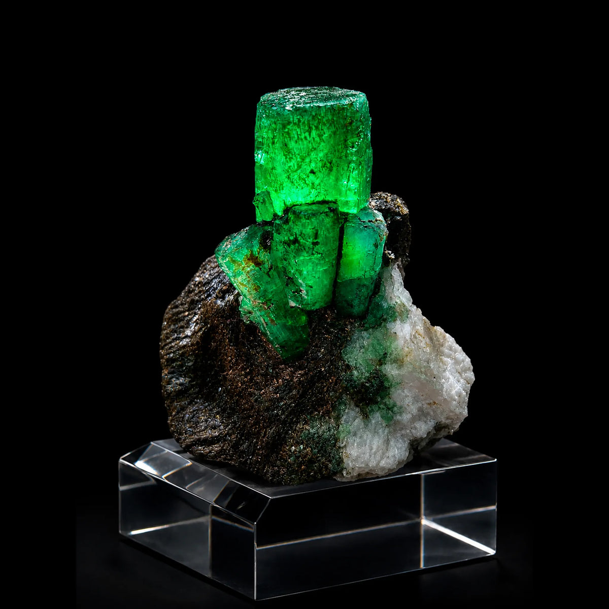 Natural Emerald Crystal Cluster on Matrix (411g) - Garam Chasma, Chitral, Pakistan